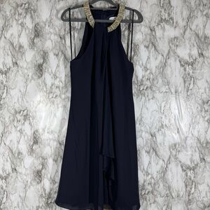 Calvin Klein Blue Halter A-line Cocktail Dress